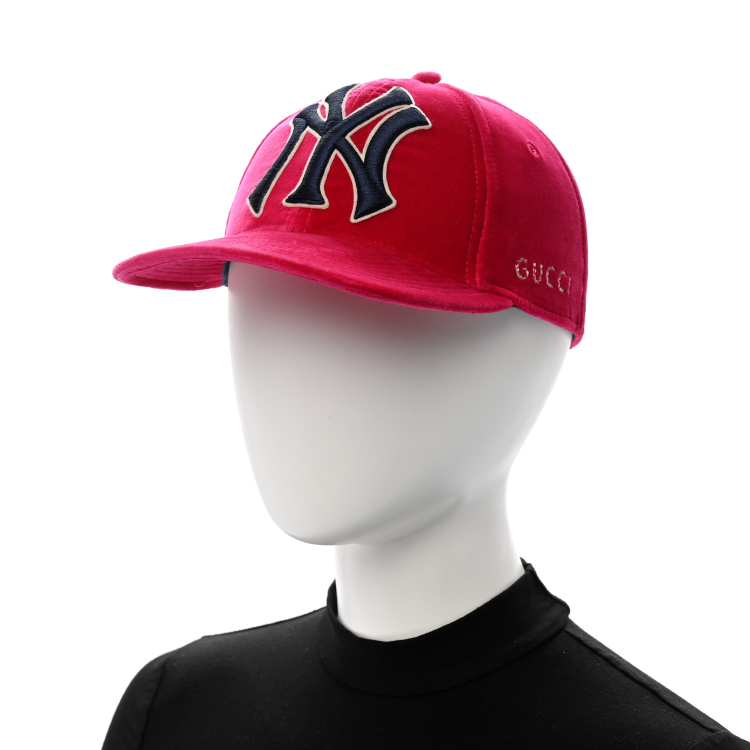 Gucci X MLB Velvet NY Yankees Baseball Hat 57-61 Pink 1675099