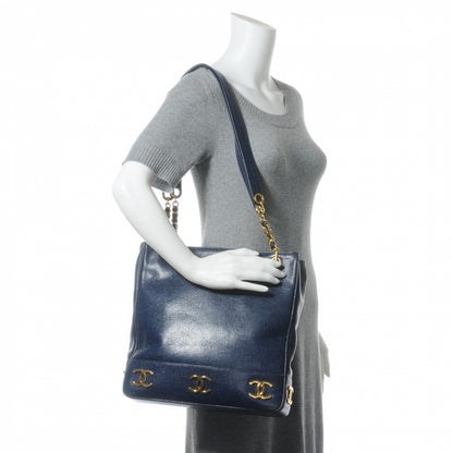 Chanel Caviar CC Shoulder Bag Navy Blue 2 of 9