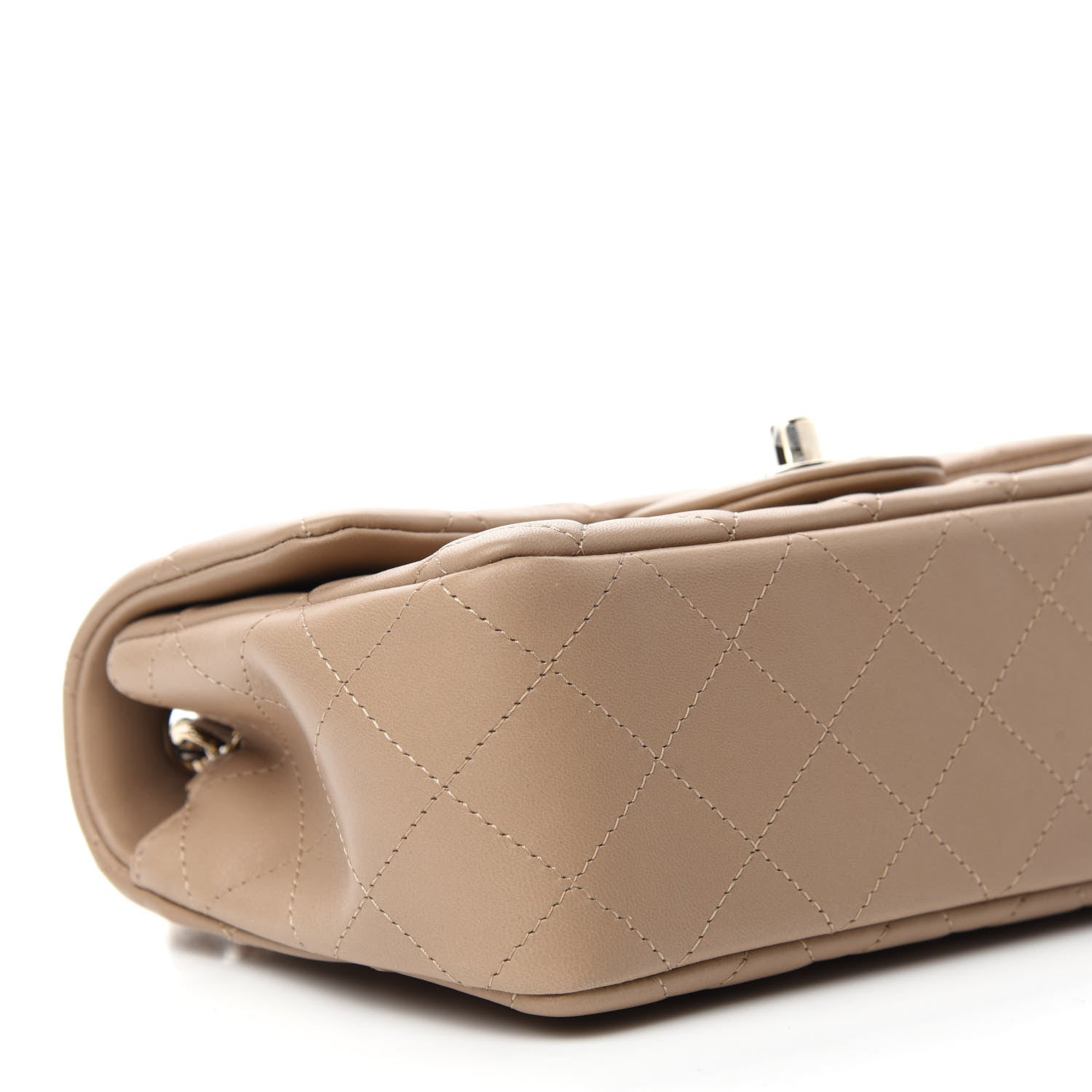 Chanel Lambskin Quilted Mini Rectangular Flap Dark Beige 9 of 11