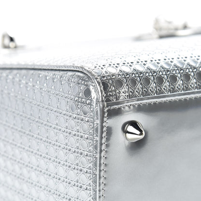 Christian Dior Metallic Patent Micro-Cannage Medium Lady Dior Silver 10 of 17