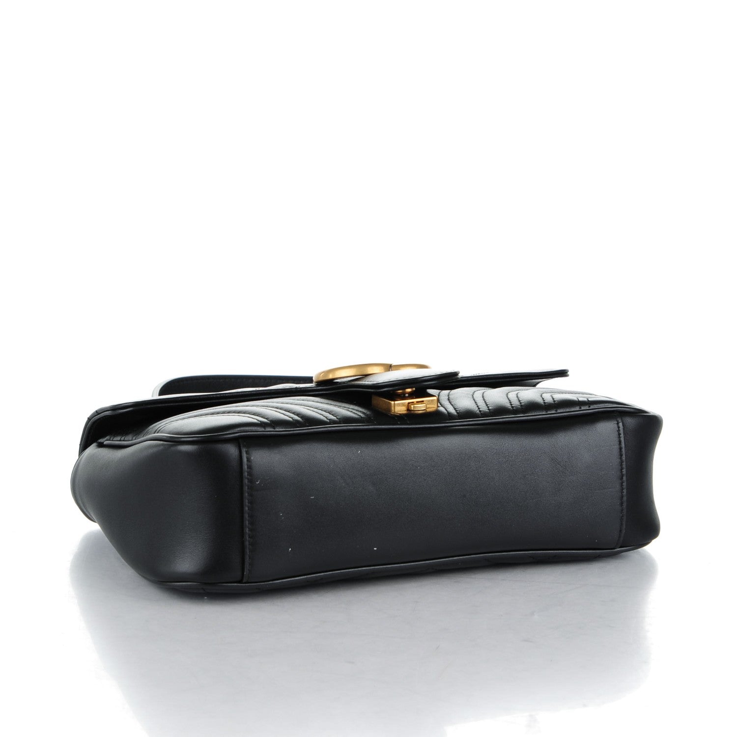 Gucci Calfskin Matelasse Small GG Marmont Shoulder Bag Black 4 of 7