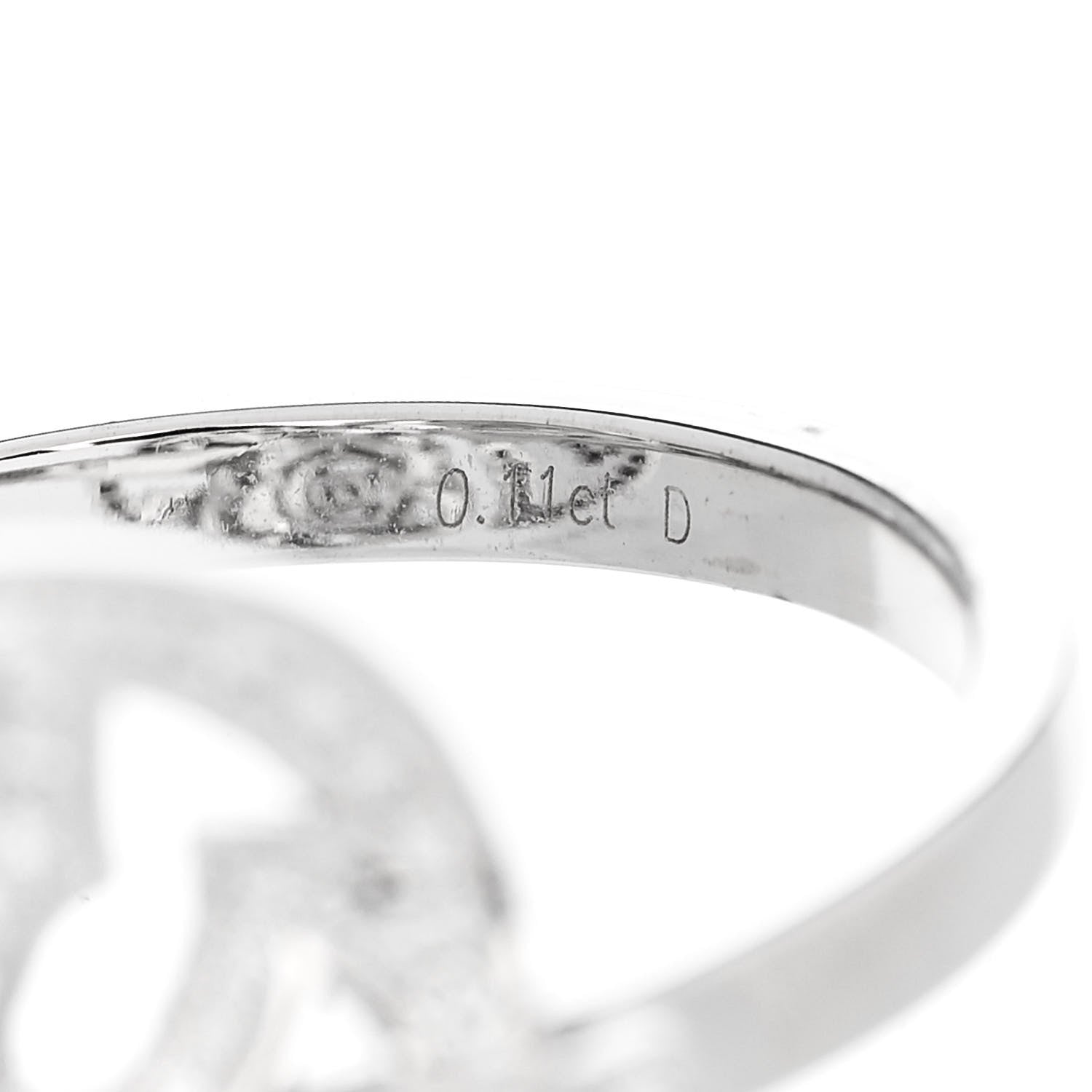 Chanel 18K White Gold Diamond Camelia Two Flower Ring 51 5.75 7 of 7