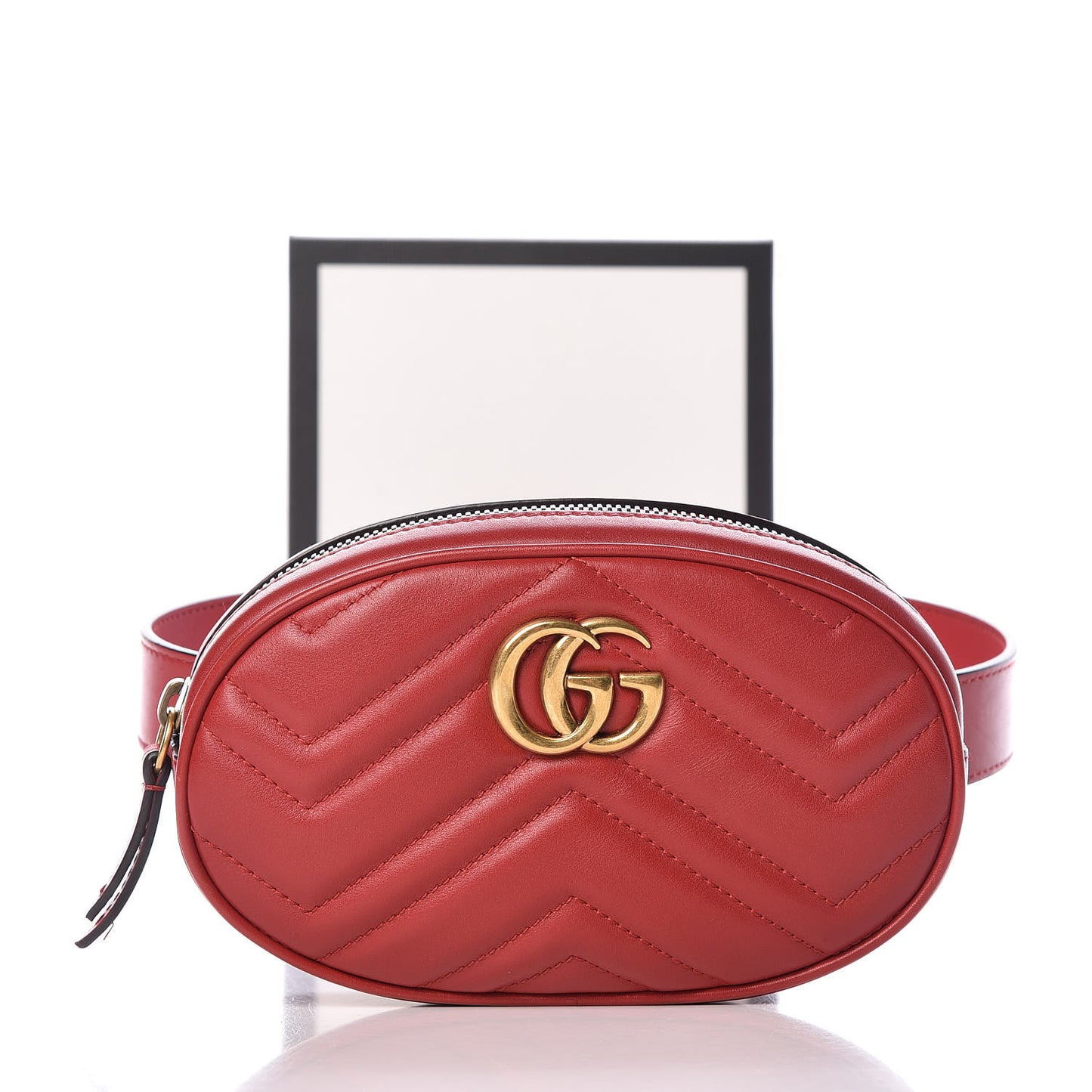Calfskin Matelasse GG Marmont Belt Bag 95 38 Hibiscus Red