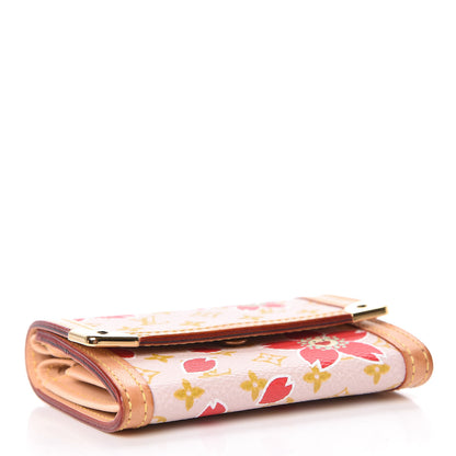 Louis Vuitton Monogram Cherry Blossom Porte-Monnaie Plat Coin Purse Red 4 of 7
