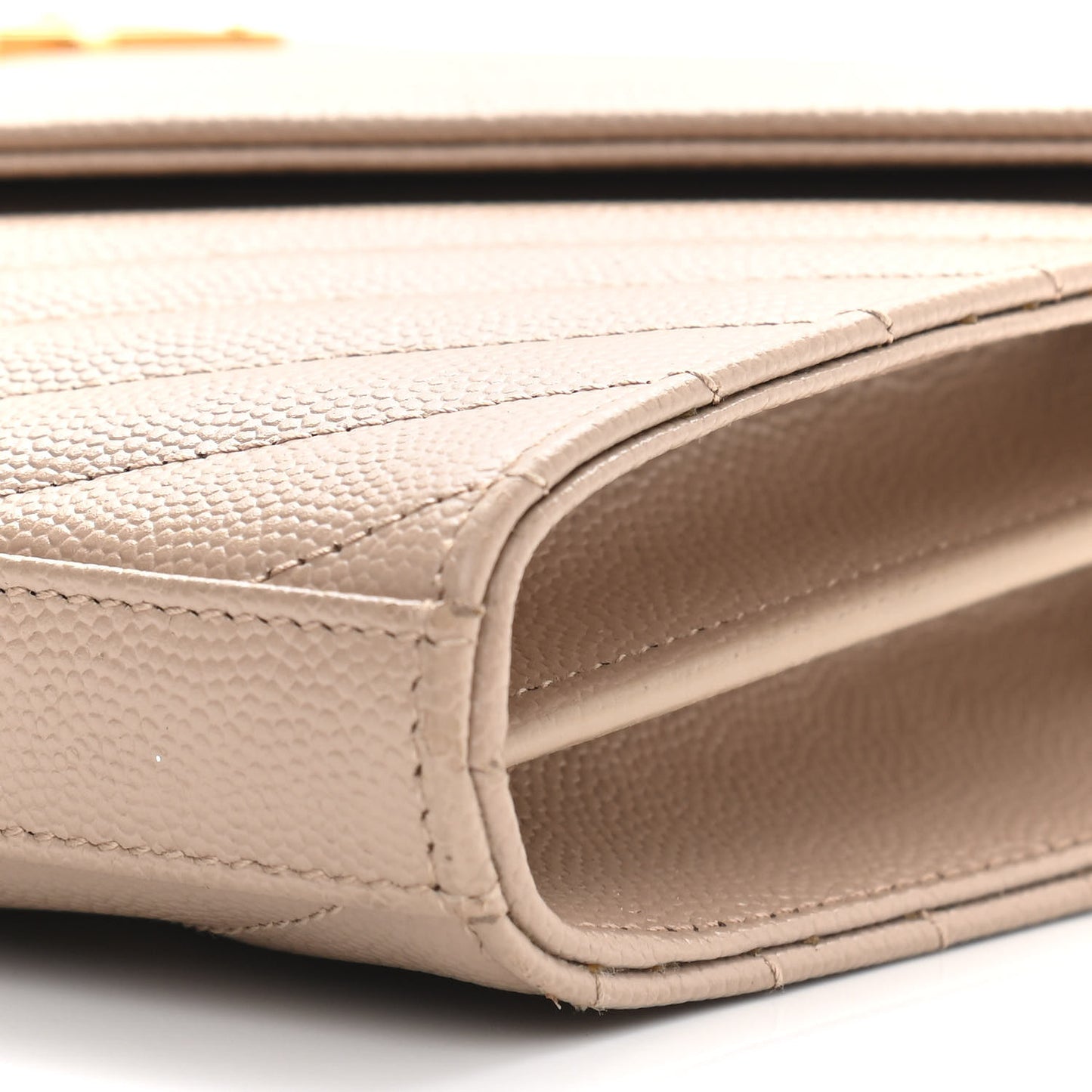 Grain De Poudre Matelasse Chevron Monogram Chain Wallet Dark Beige