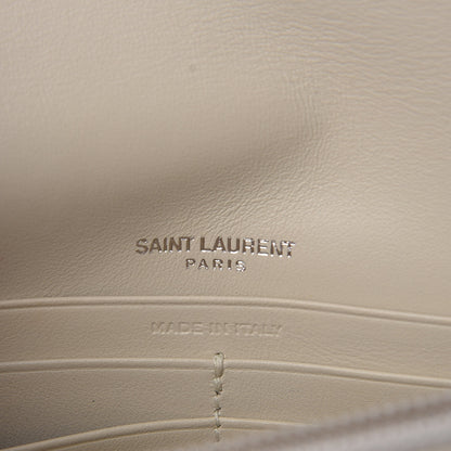 Saint Laurent Calfskin Crocodile Embossed Monogram Sunset Chain Wallet Blanc Vintage 6 of 9