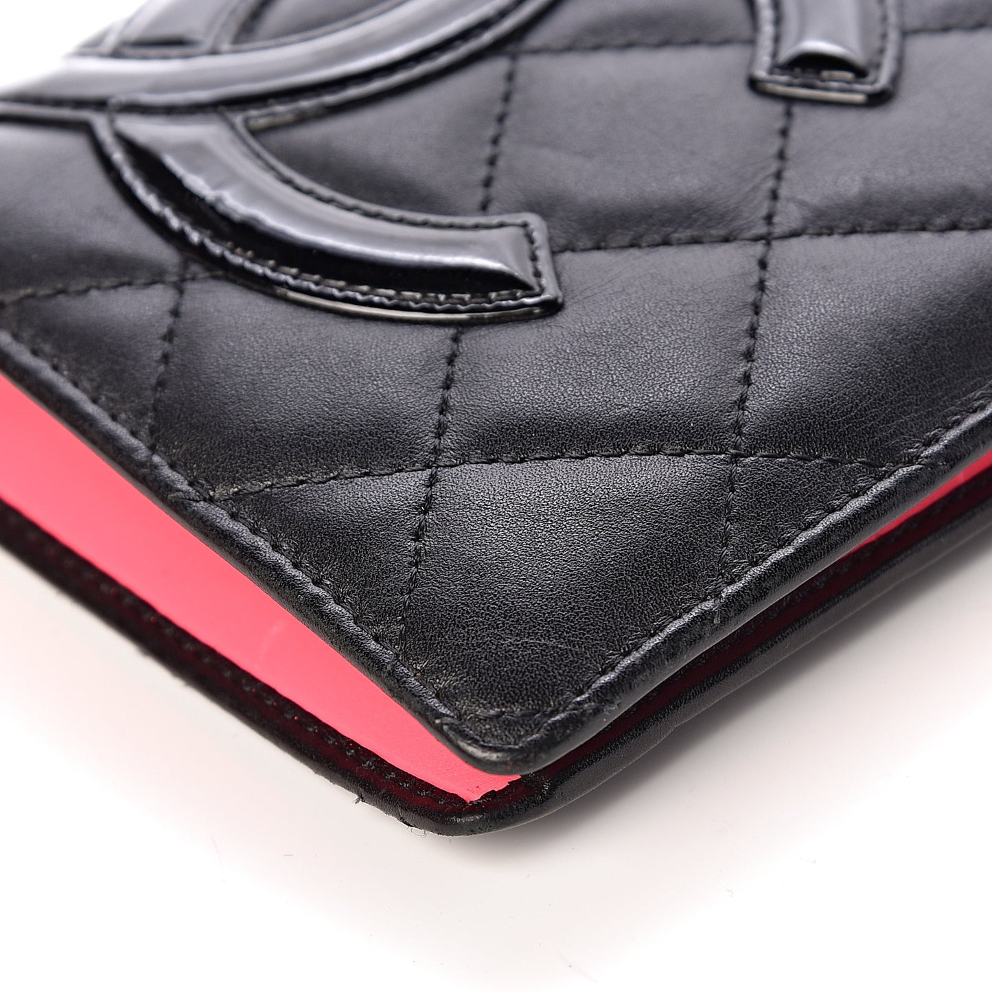 Calfskin Quilted Cambon Yen Wallet Black