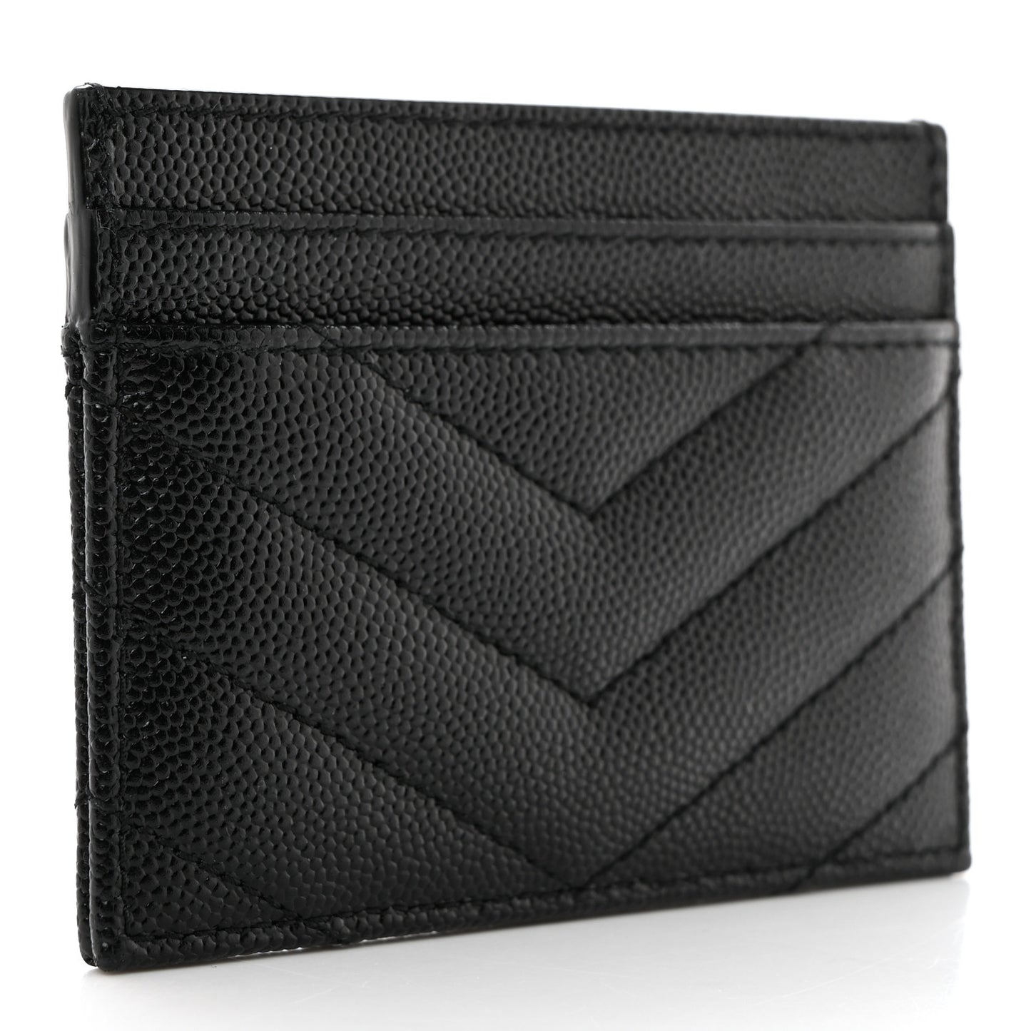 Grain De Poudre Matelasse Chevron Monogram Credit Card Case Black