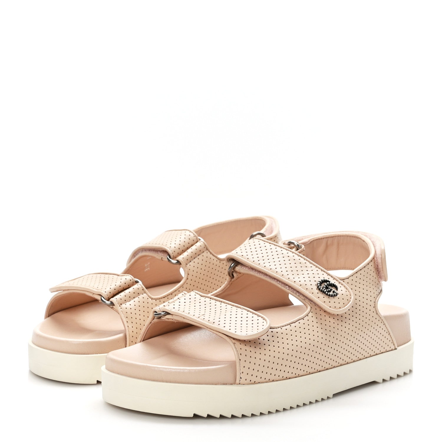 Gucci Malaga Kid Mini Double G Perforated Womens Dad Sandals 37 Skin Rose 3 of 8