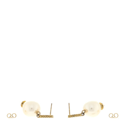 Gucci Metal Crystal Pearl Interlocking G Earrings Shiny Gold 3 of 4