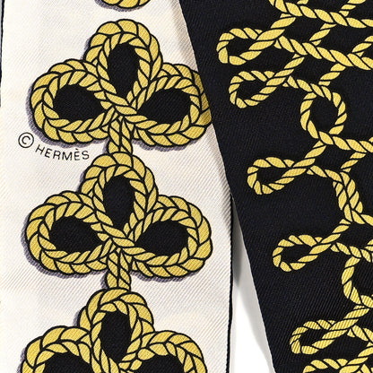 Hermes Silk Galons Et Brandebourg Twilly Black Gold White 4 of 4