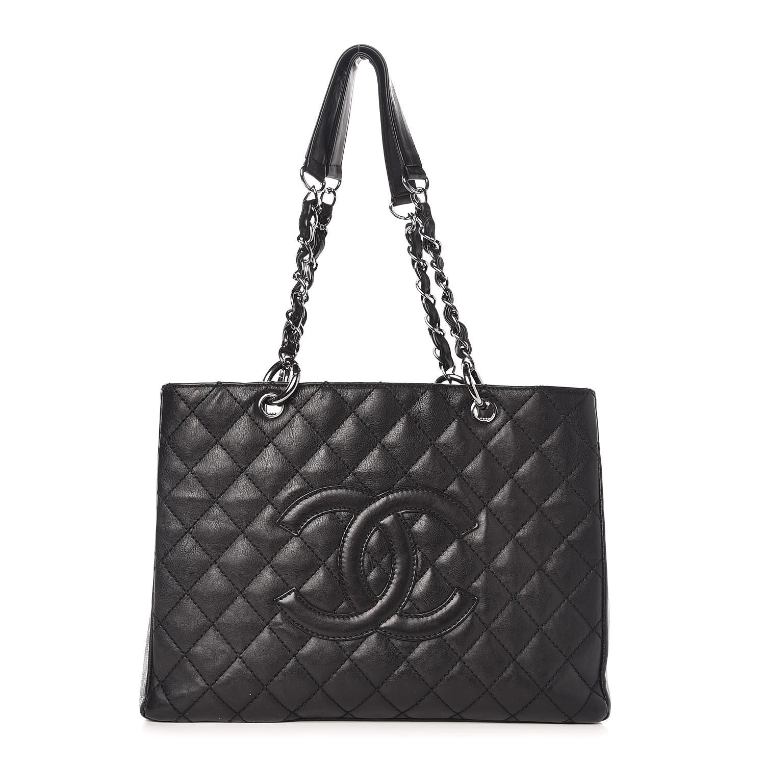 Chanel Calfskin Quilted Grand Shopping Tote GST Black 1 of 6