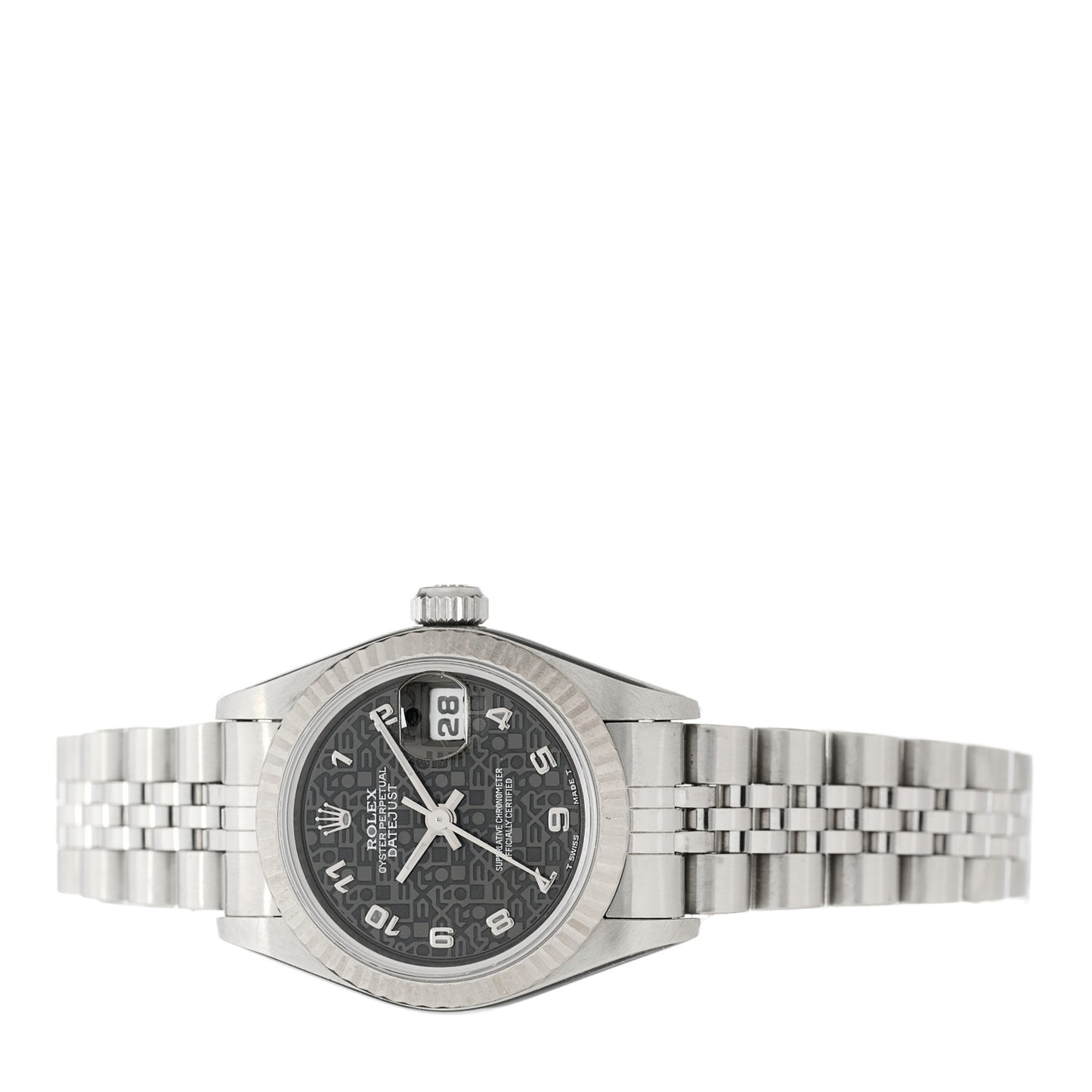 Stainless Steel 18K White Gold Diamond 26mm Oyster Perpetual Datejust Watch Black Jubilee 69174