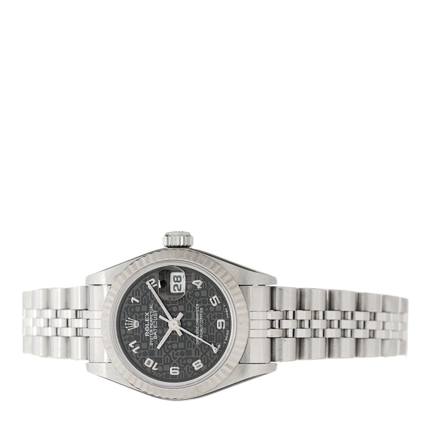 Rolex Stainless Steel 18K White Gold Diamond 26mm Oyster Perpetual Datejust Watch Black Jubilee 69174 2 of 4