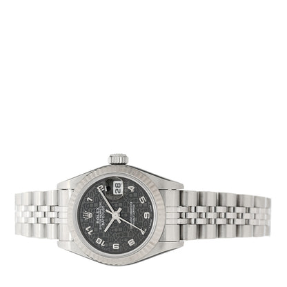 Rolex Stainless Steel 18K White Gold Diamond 26mm Oyster Perpetual Datejust Watch Black Jubilee 69174 2 of 4