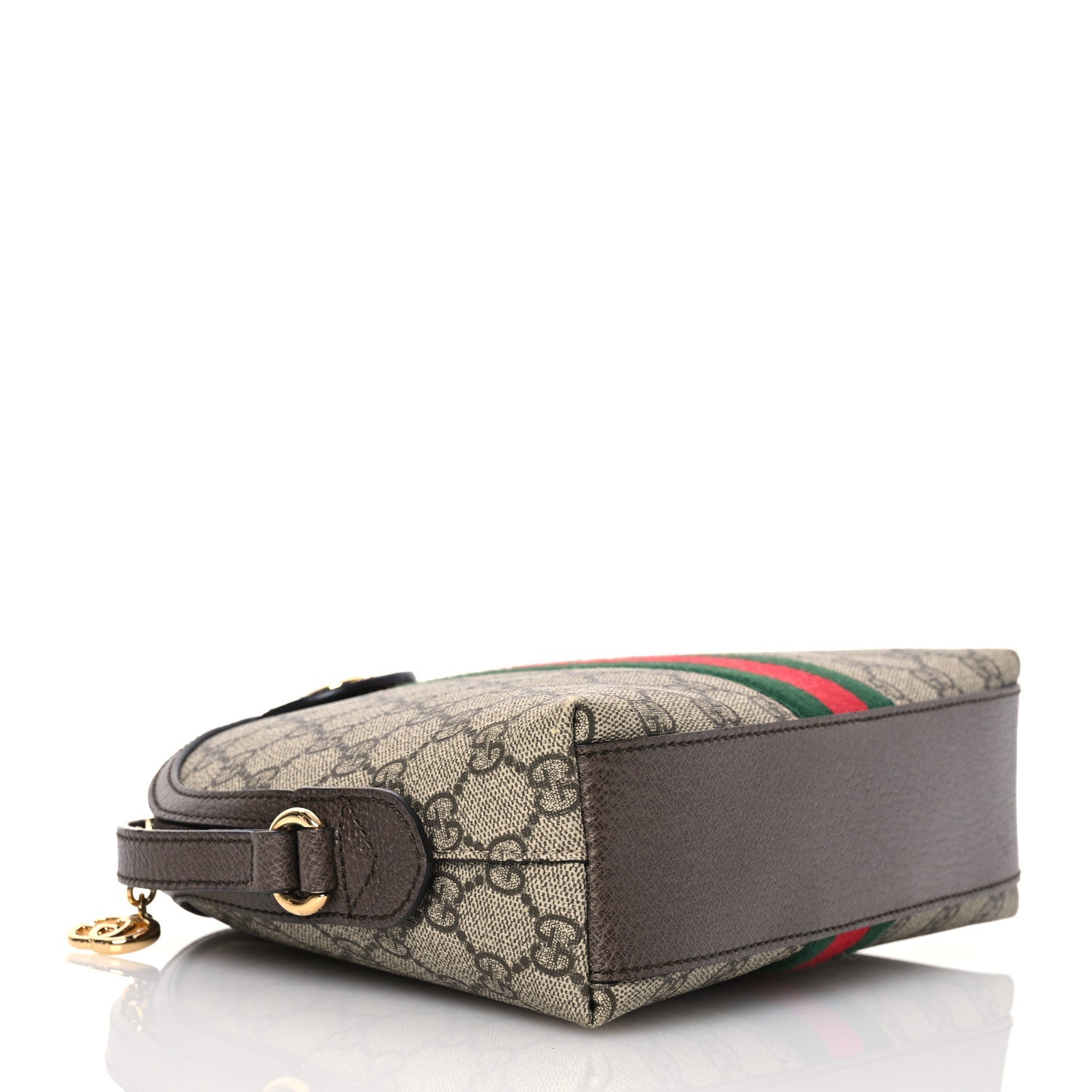 Gucci GG Supreme Monogram Textured Dollar Calfskin Web Small Ophidia Dome Shoulder Bag Beige Ebony New Acero 4 of 13