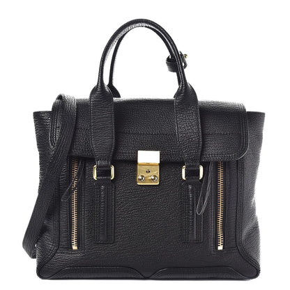 3.1 Phillip Lim 3.1 Textured Calfskin Medium Pashli Satchel Black 1 of 7