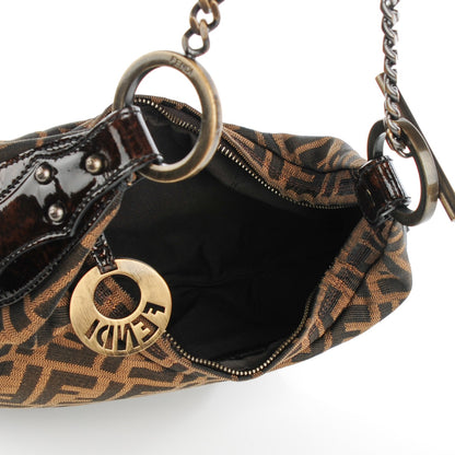 Fendi Zucca Patent Small Chef Chain Hobo Tobacco 5 of 7