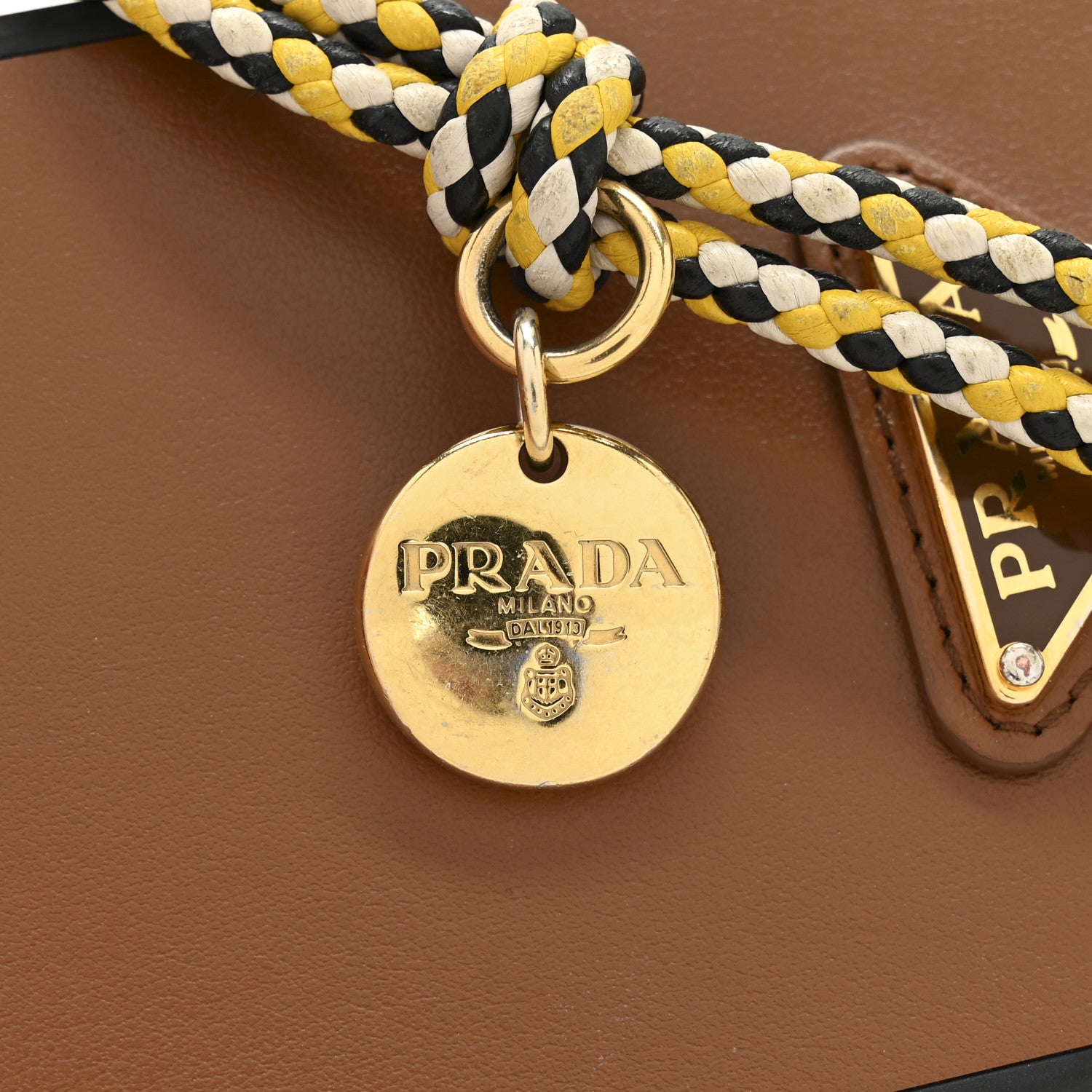 Prada Vitello Metal Triangle Logo iPhone 16 Pro Case With Strap Cognac 11 of 14