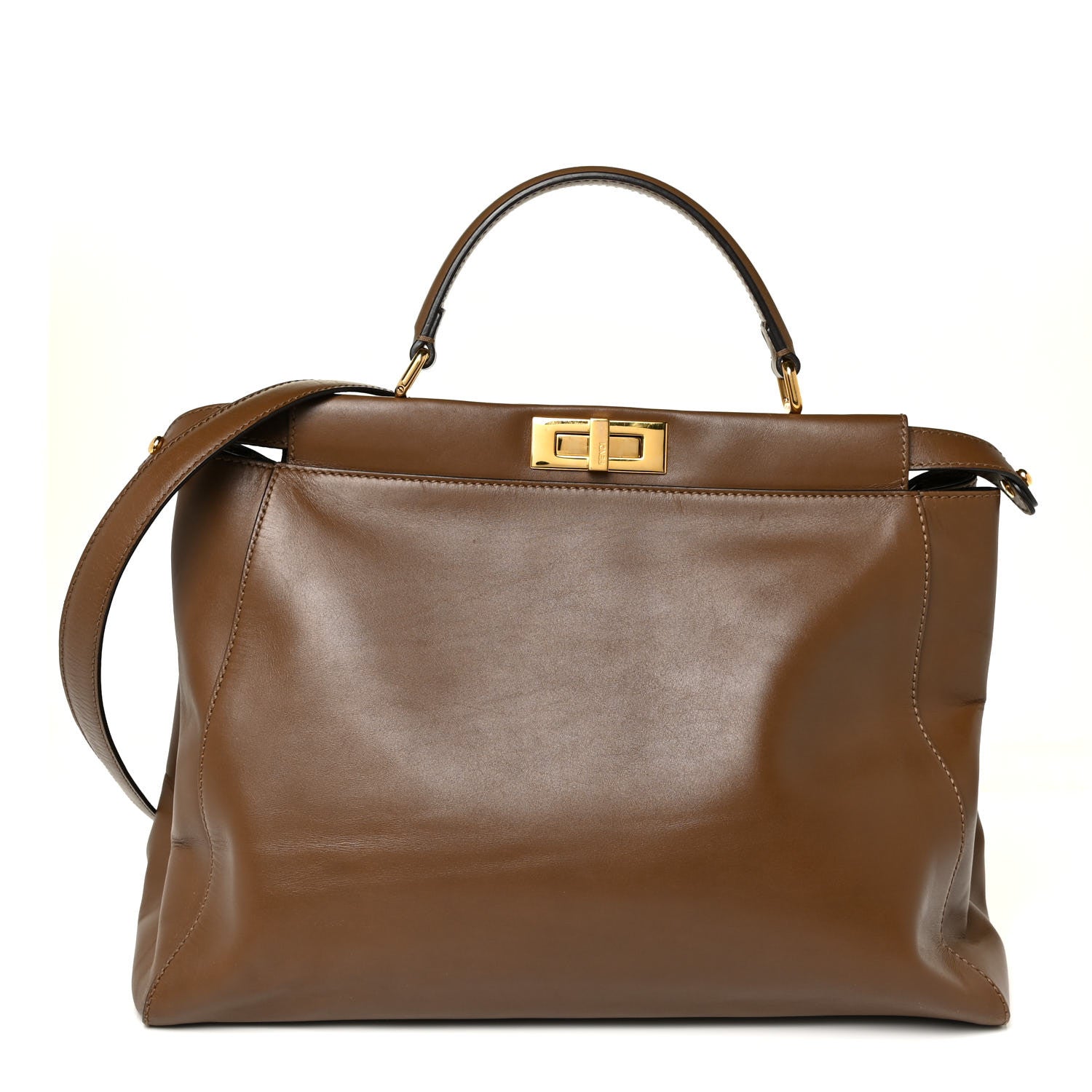 Fendi Vitello Morgan Fabric Jacquard Pequin Large Peekaboo Iconic Satchel Foresta Tobacco Black 1 of 26