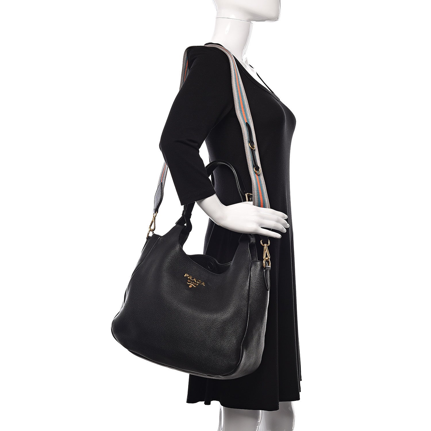 Prada Vitello Daino Hobo Black 2 of 9