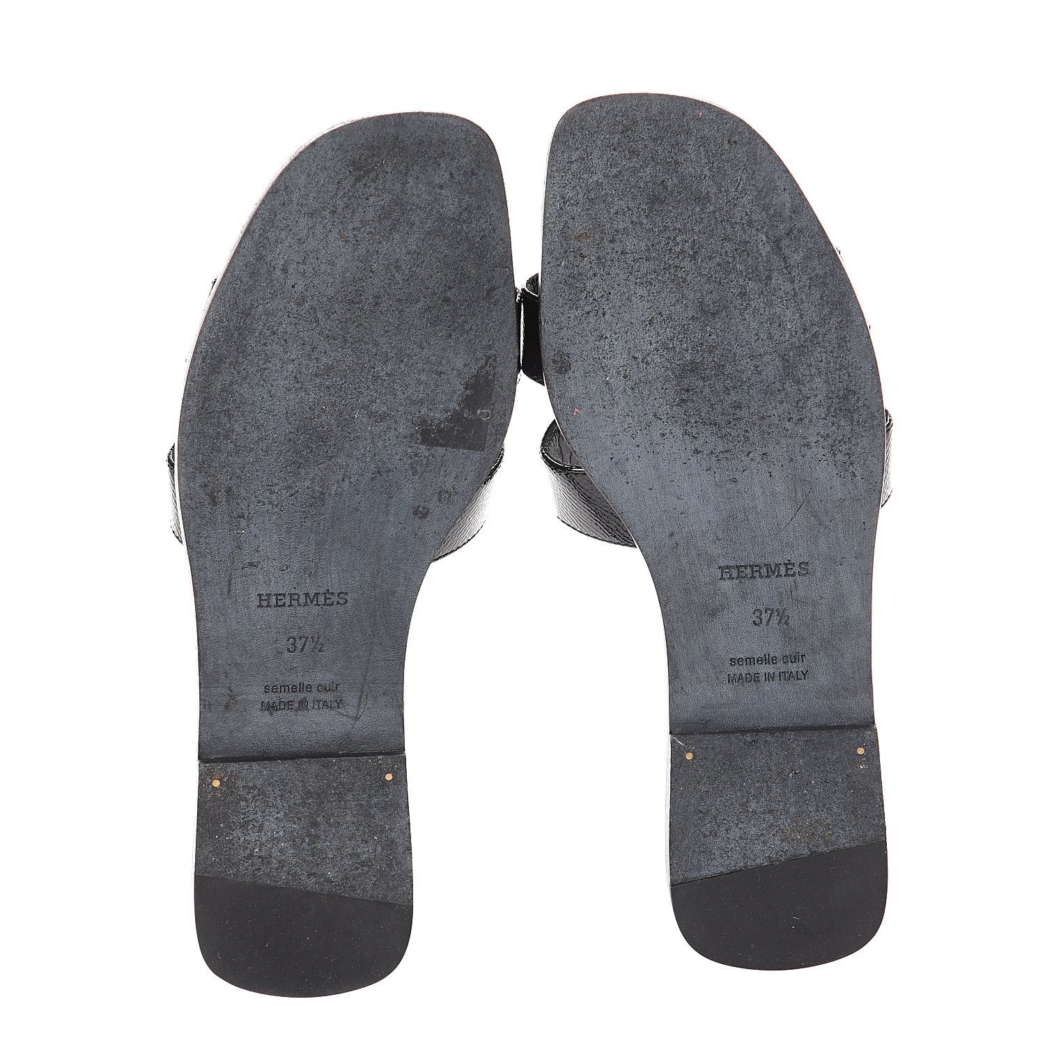 Hermes Patent Epsom Oran Sandals 37.5 Black 7 of 7