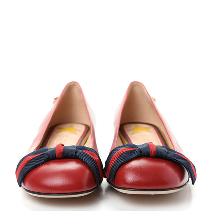 Gucci Calfskin Web Bow Ballerina Flat 36.5 Red 2 of 9