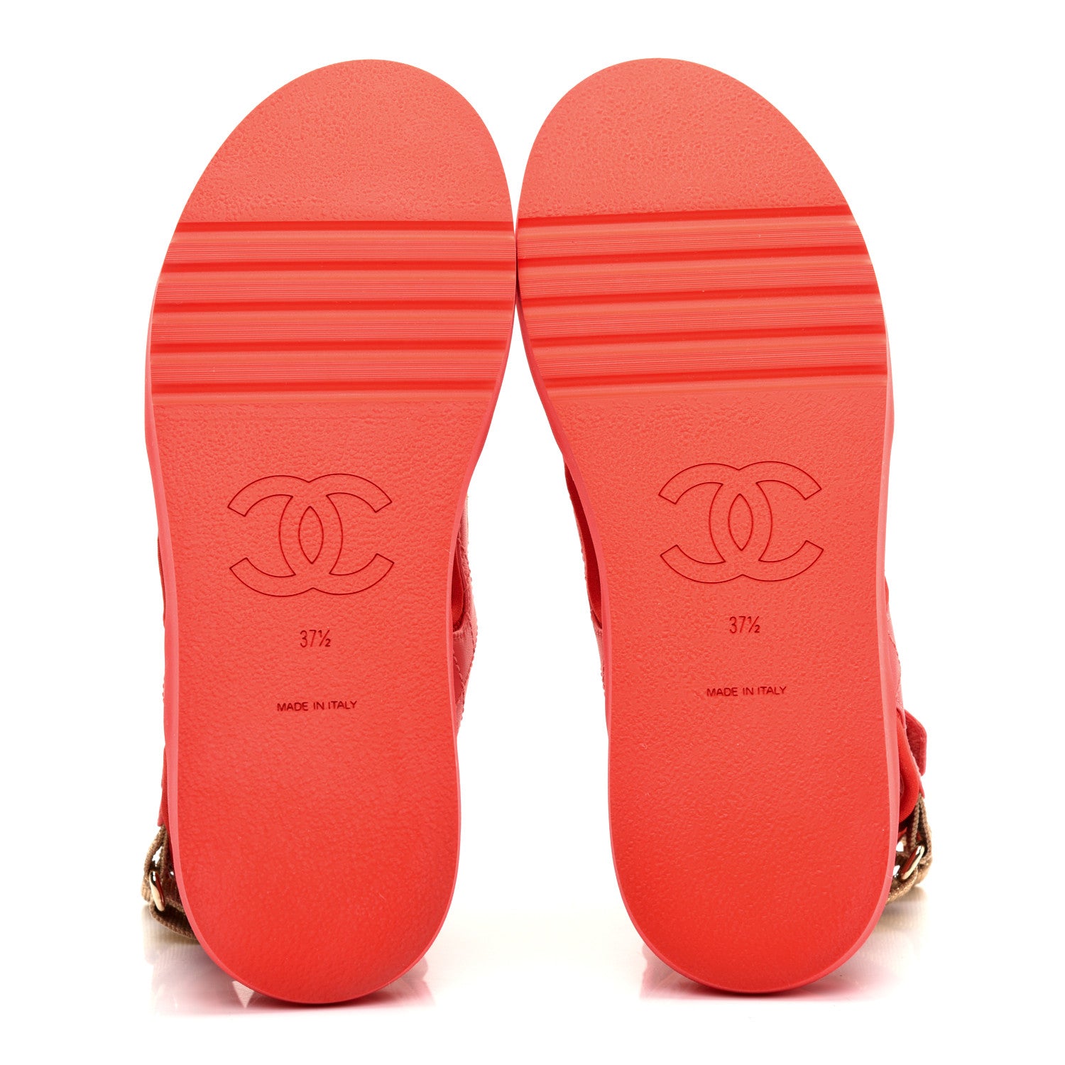 Chanel Goatskin Fabric Gladiator Sandals 37.5 Dark Red Light Pink 5 of 9
