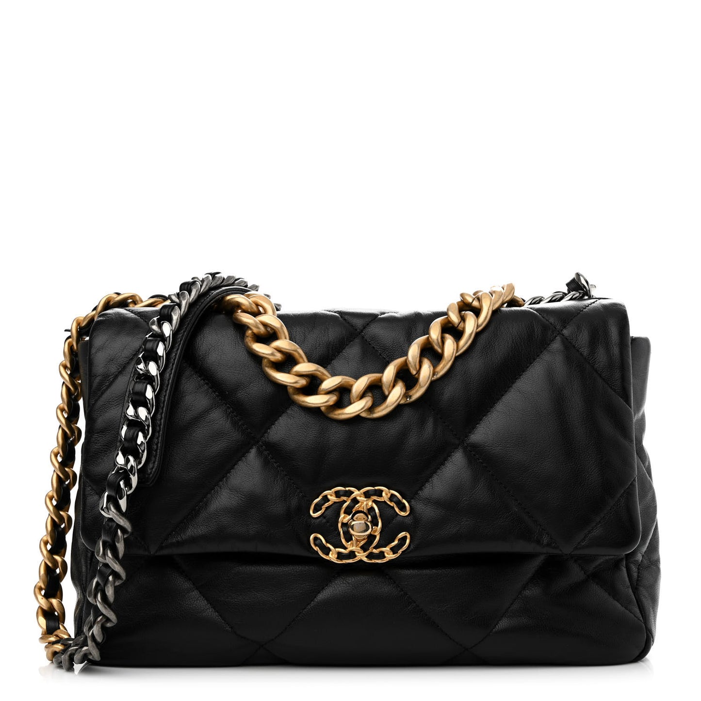 Goatskin Quilted Large Chanel 19 Flap Black