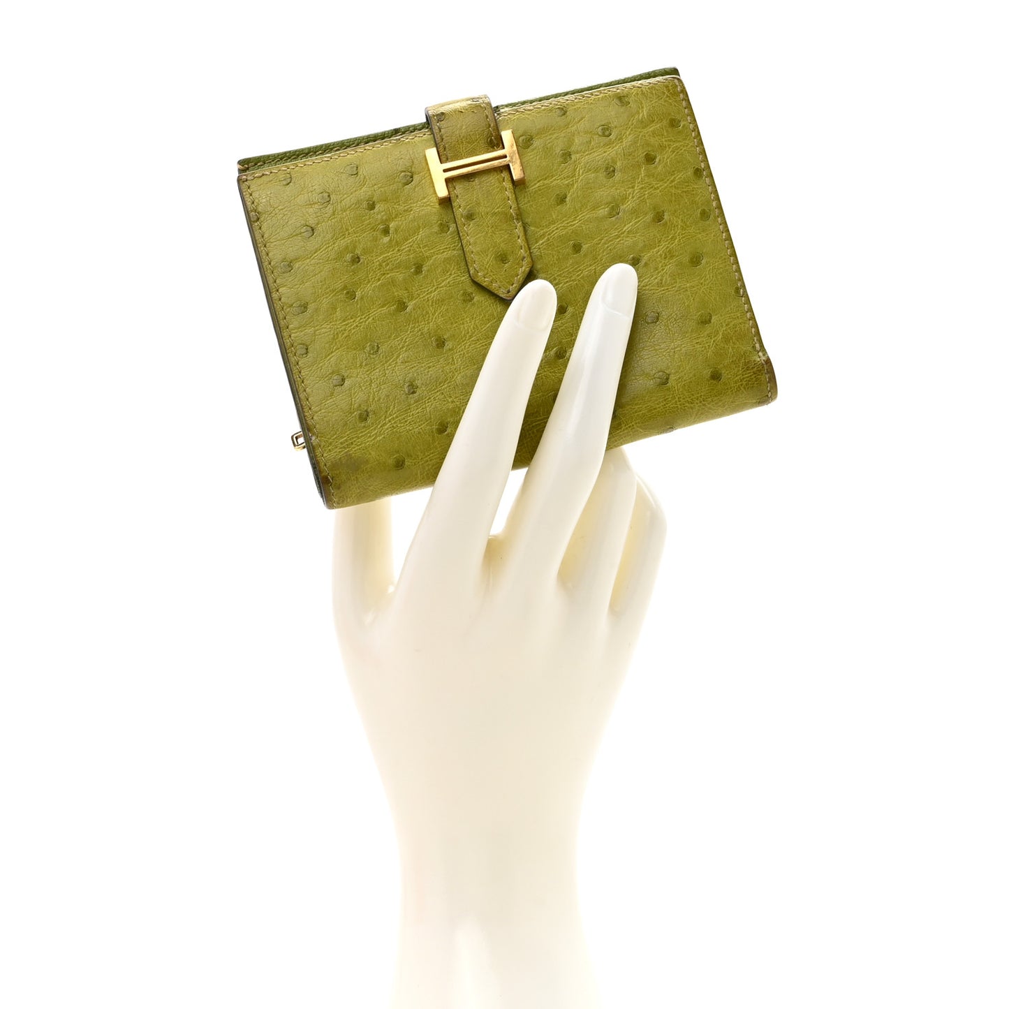 Ostrich Bearn Compact Wallet Vert Anis