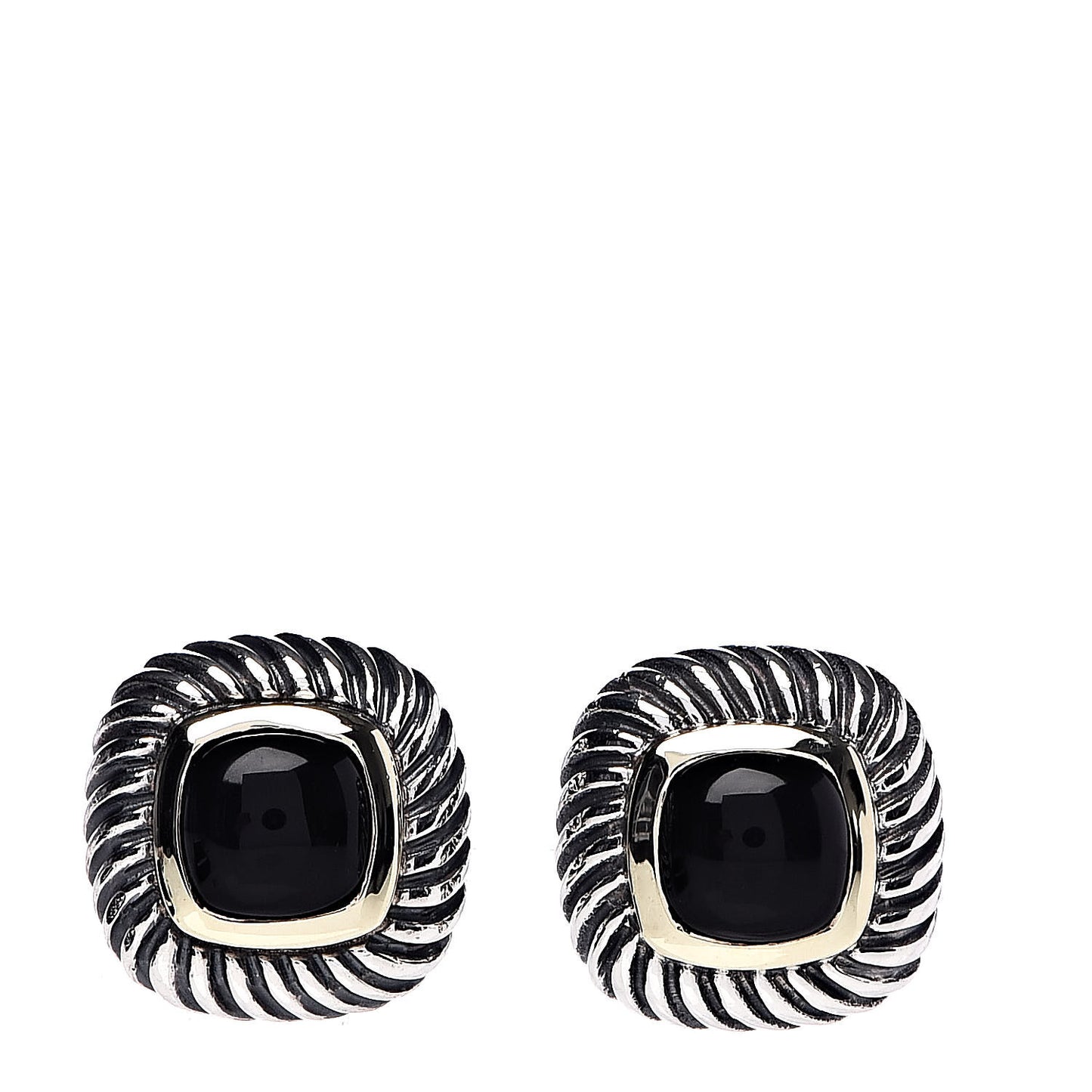 Sterling Silver 14K Yellow Gold Black Onyx 7mm Albion Earrings