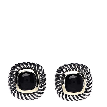 David Yurman Sterling Silver 14K Yellow Gold Black Onyx 7mm Albion Earrings 1 of 4