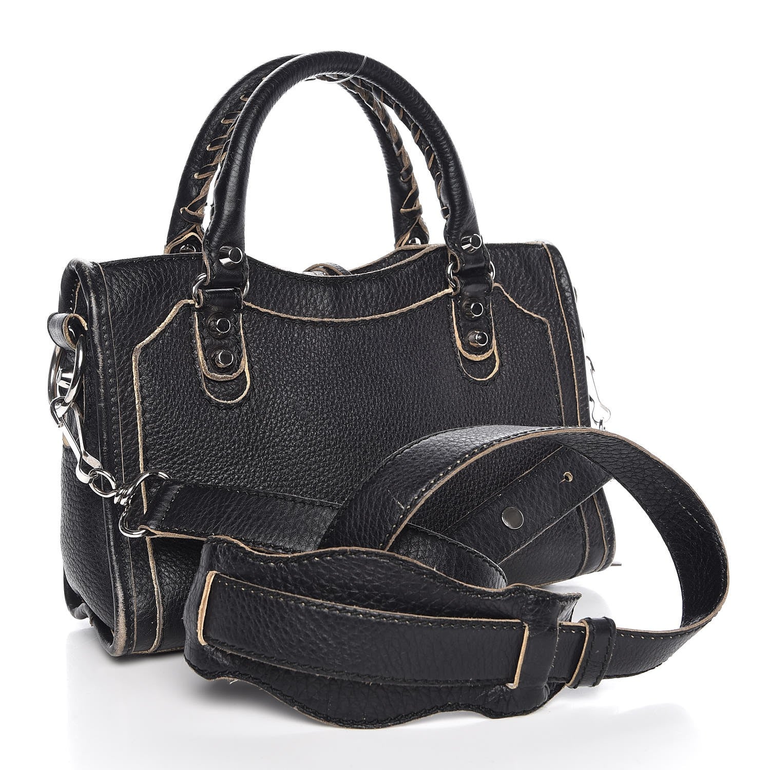 Balenciaga Supple Grained Calfskin Classic Silver Hardware Highlight Mini City Black 4 of 18