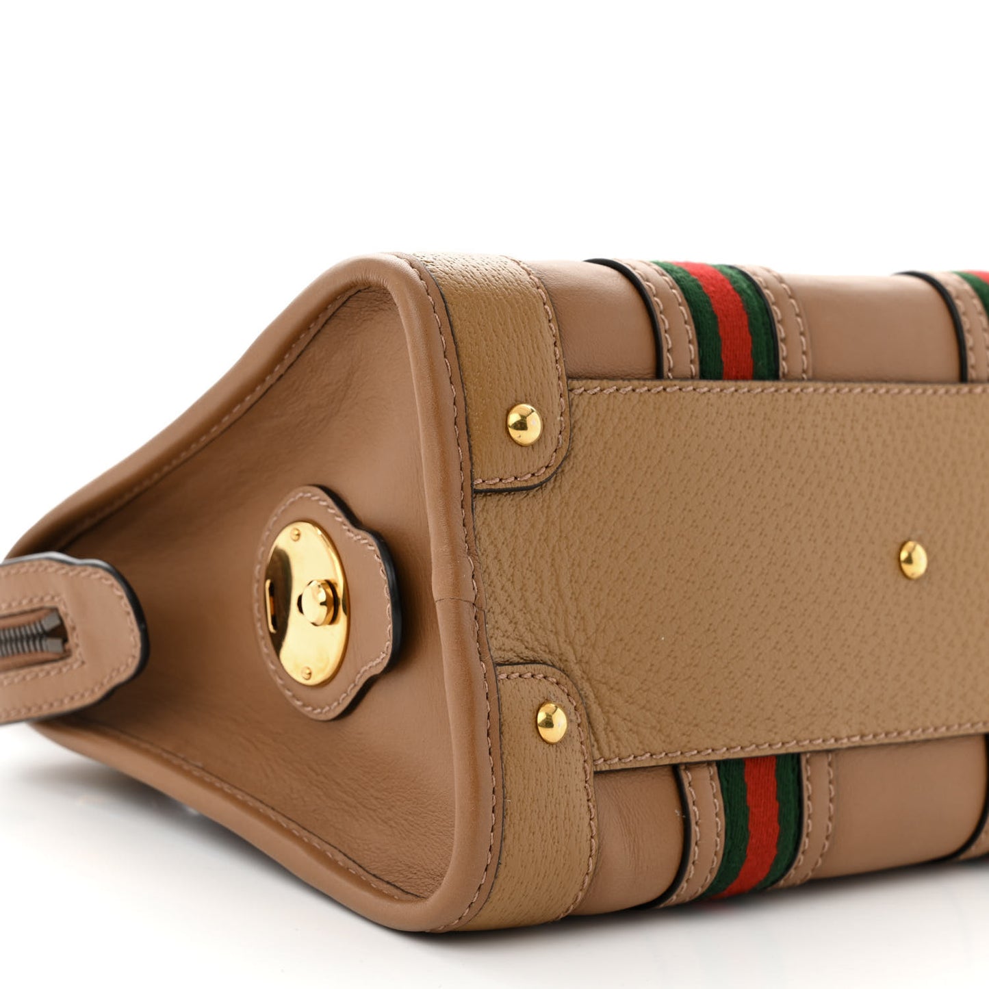 Koi Calfskin Small Bauletto Duffle Top Handle Bag Camel