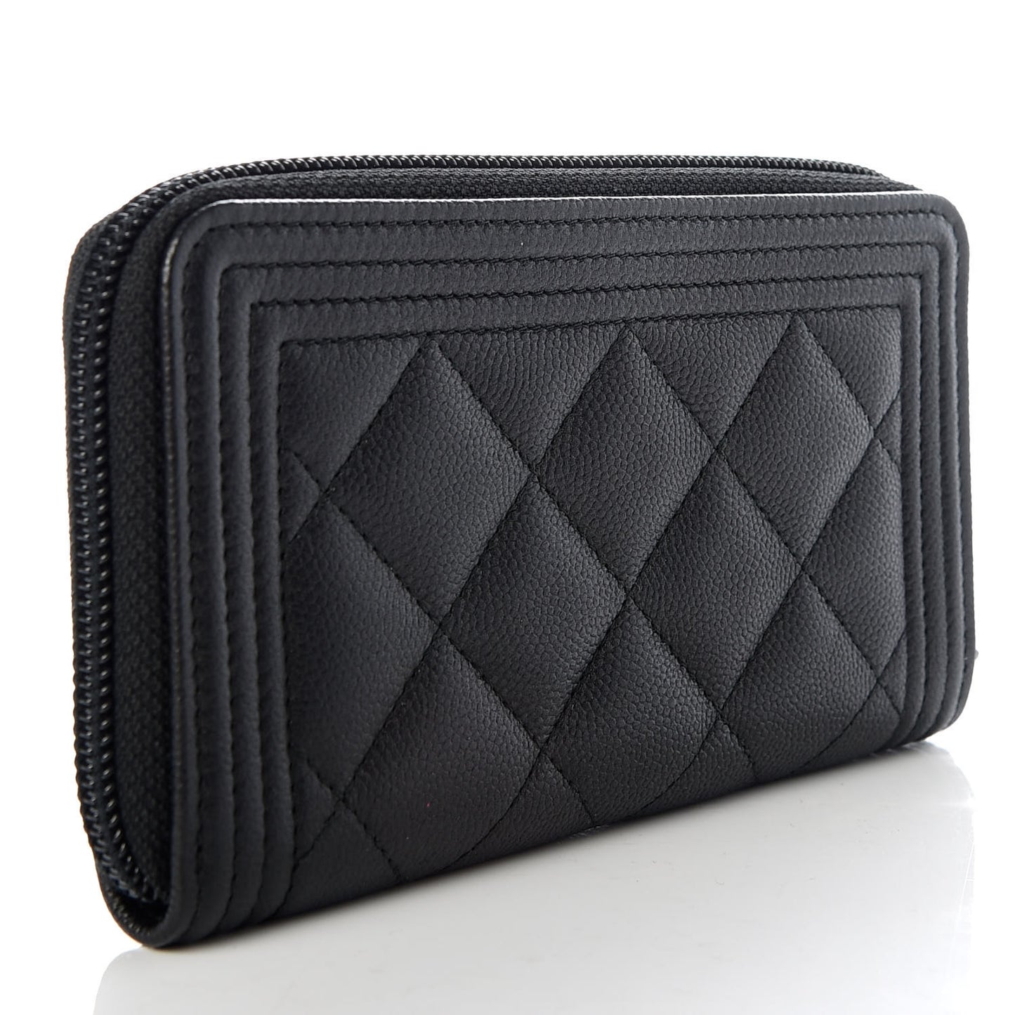 Caviar Quilted Small Boy Zip Around Wallet So Black