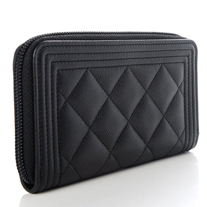 Chanel Caviar Quilted Small Boy Zip Around Wallet So Black 3 of 8
