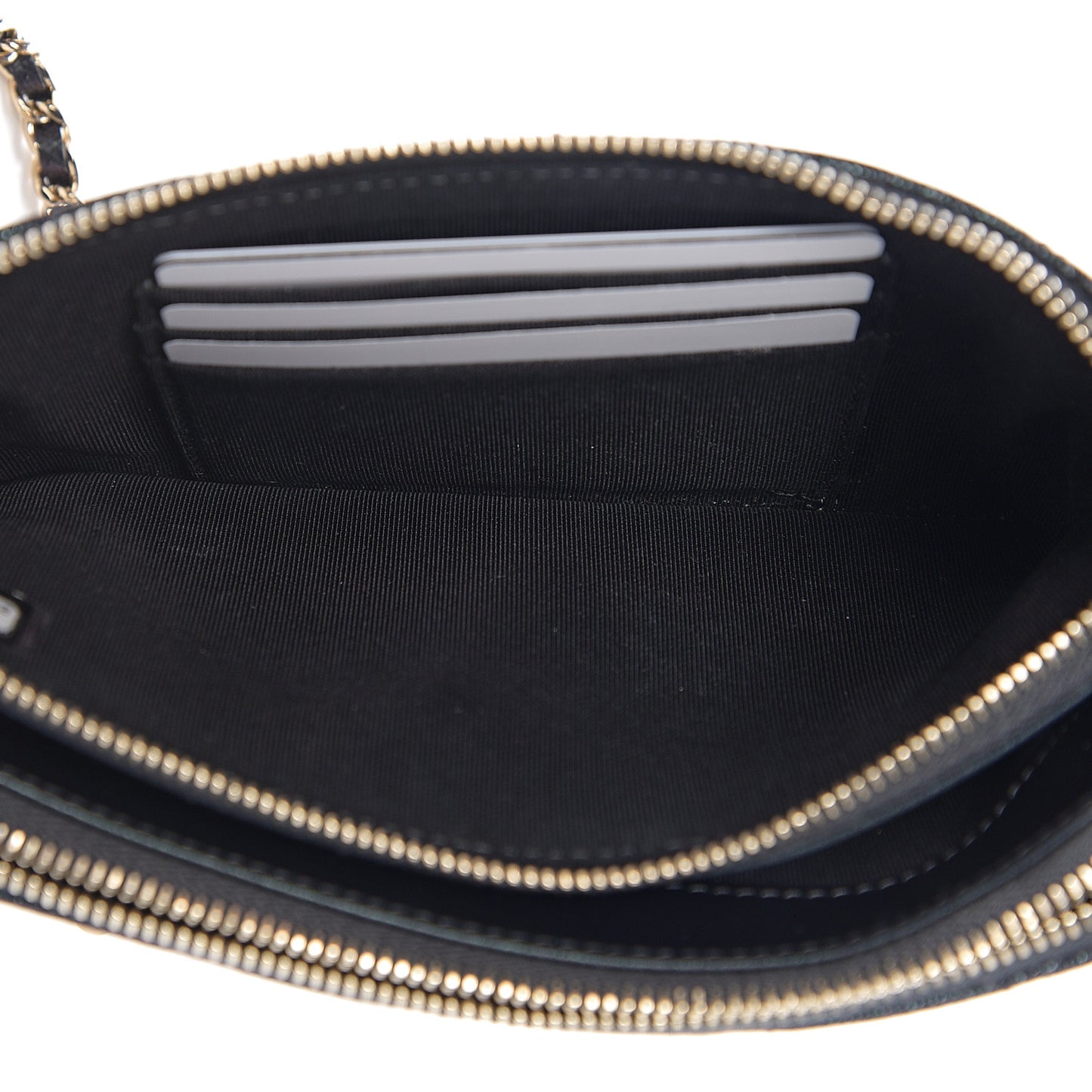 Iridescent Caviar Quilted Small Clutch With Chain Black