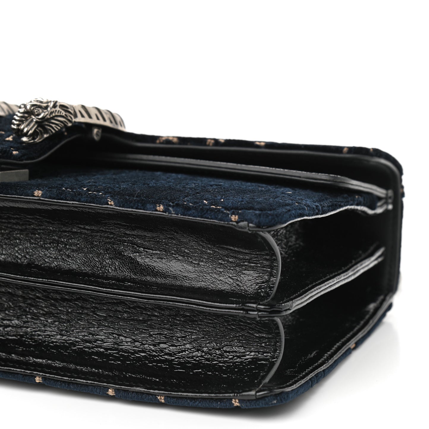 Velvet Skipper GG Monogram Small Dionysus Shoulder Bag Blue Beige Black