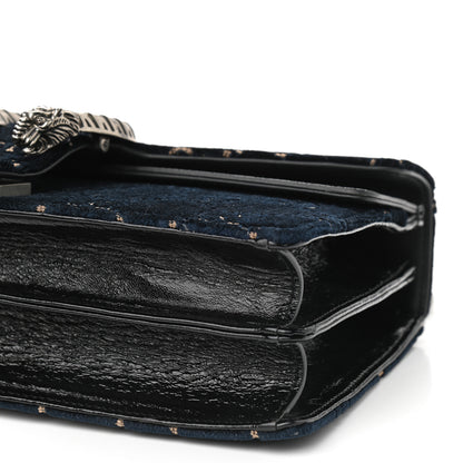 Gucci Velvet Skipper GG Monogram Small Dionysus Shoulder Bag Blue Beige Black 9 of 9