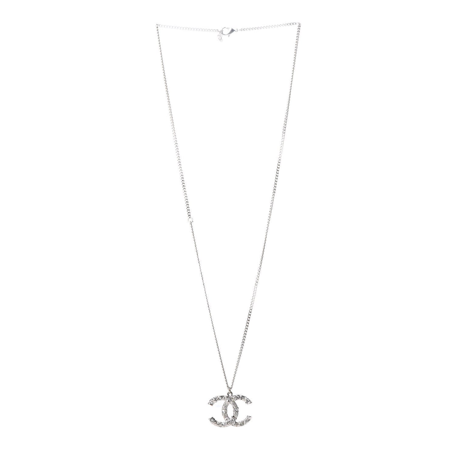 Crystal CC Pendant Necklace Silver
