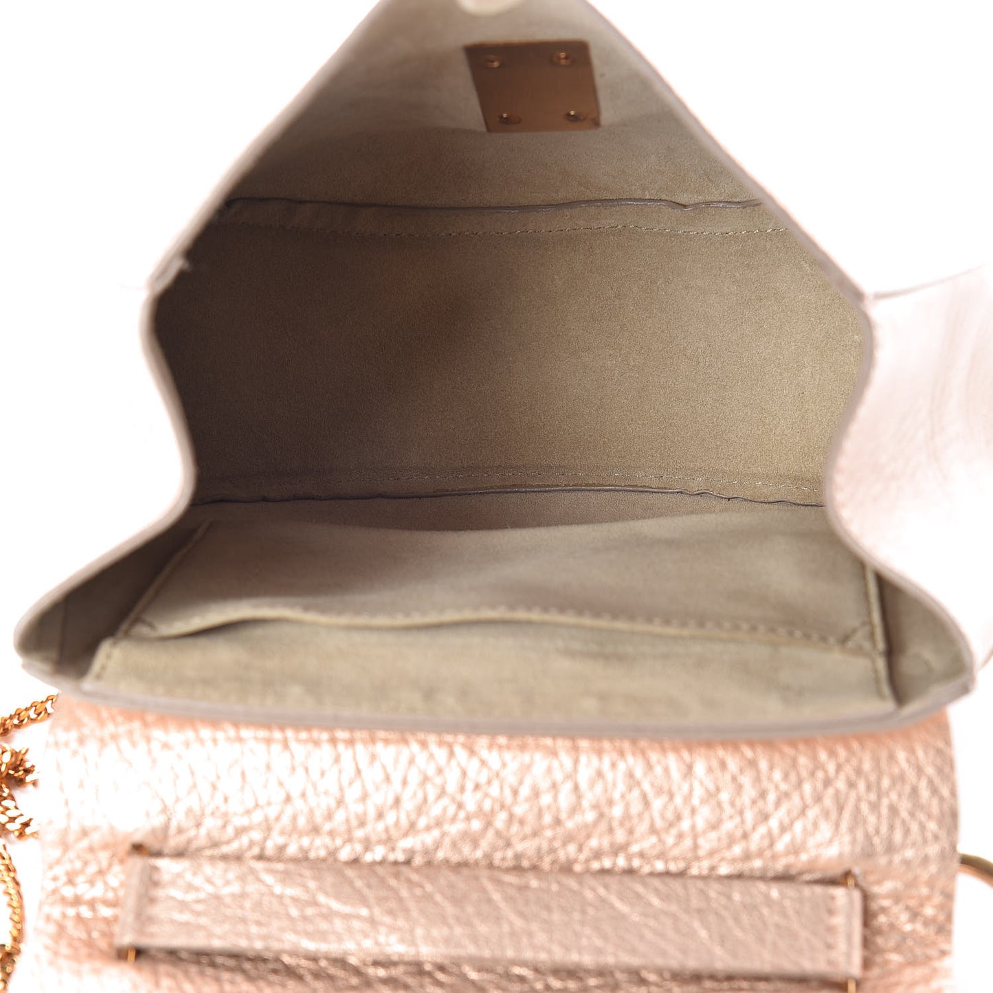Metallic Grained Goatskin Drew Shoulder Bag Rose Gold