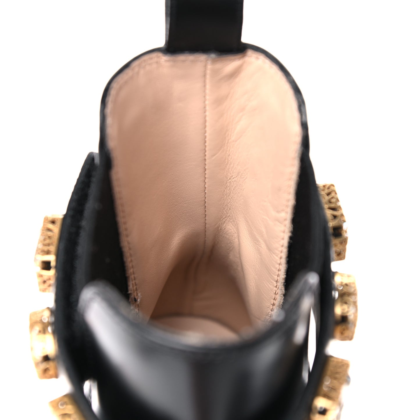 Calfskin Crystal GG Trip Chelsea Ankle Boots 39 Black