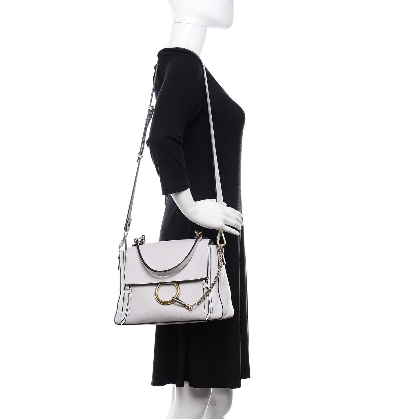Calfskin Small Faye Day Shoulder Bag Light Cloud