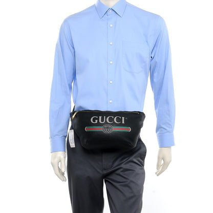 Gucci Grained Calfskin Logo Belt Bag Black 2 of 7