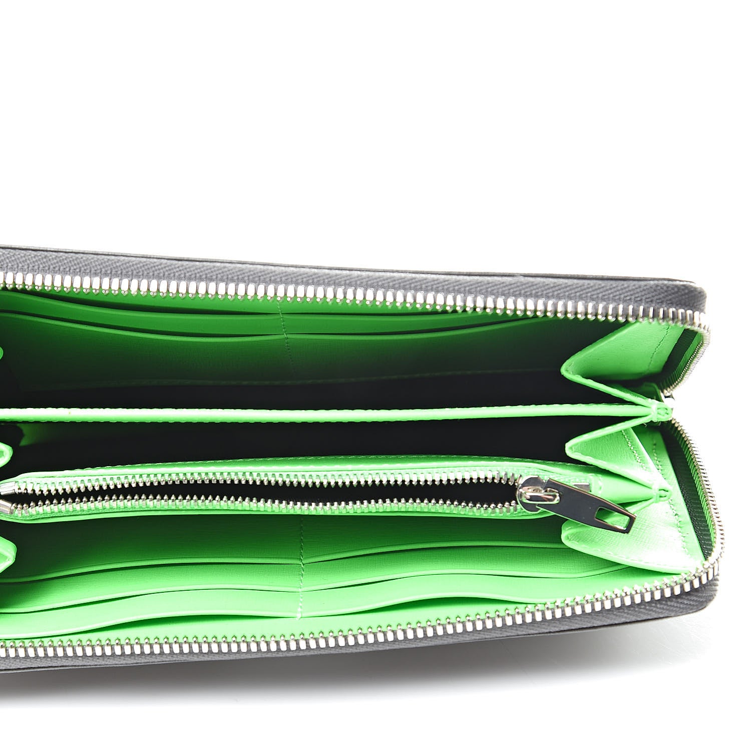 Balenciaga Striped Calfskin Essential Continental Zip Around Wallet Grey Green 5 of 8