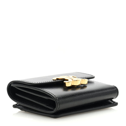 Celine Calfskin Compact Triomphe Wallet With Coin Purse Black 4 of 6