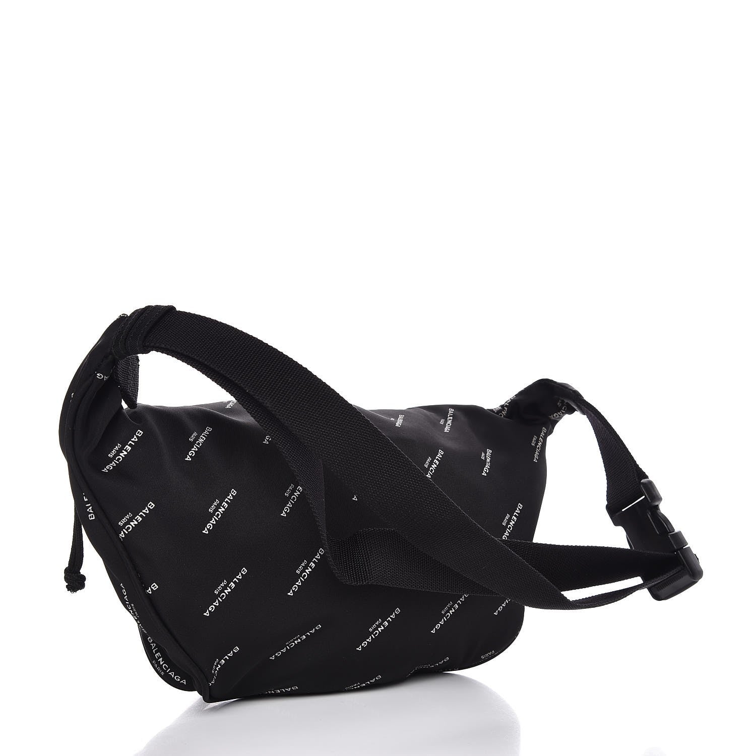 Balenciaga Twill Nylon Allover Logo Explorer Beltpack Black White 4 of 8