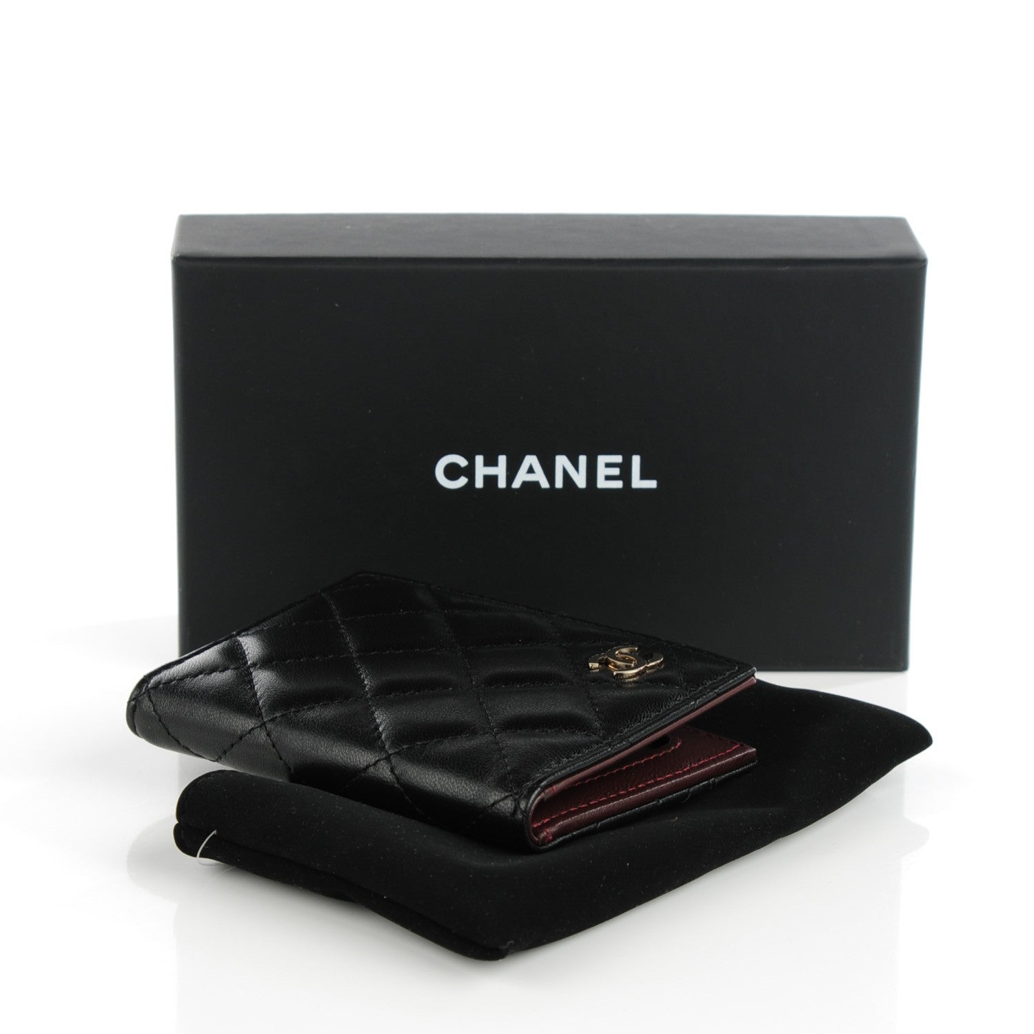 Chanel Lambskin Quilted Card Holder Wallet Black 4 of 7