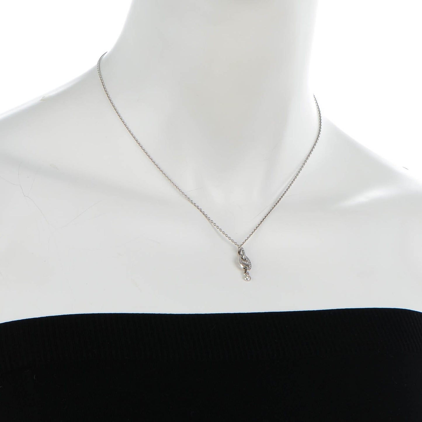 18K White Gold Diamond PM Chaine d'Ancre Enchainee Necklace