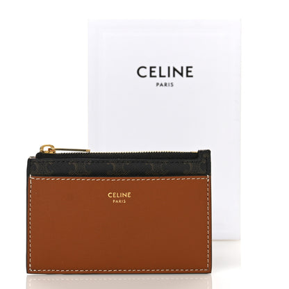 Celine Triomphe Canvas Zipped Card Holder Tan 8 of 8